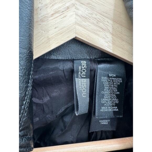 Bisou Bisou Faux Leather Vest Women Small Full Zip Collar Sleeveless Biker - Picture 5 of 7